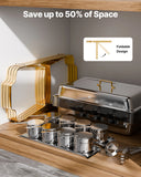 SucceBuy 8 Qt 4 Pack Chafing Dish Buffet Set Stainless Steel Chafer with 2 Full Size