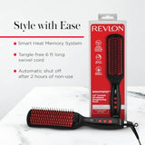 REVLON SmoothStay XL Hair Straightener - Heated Straightening Brush for Silky Straight Long-Lasting