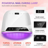 320W Big Space UV LED Nail Lamp For Manicure Drying Gel Nail Polish 72 LED Nail Dryer With Two LCD Screens
