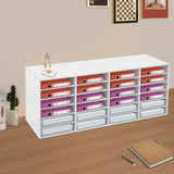 White PVC 100*30*42cm 24 Slot File Sorting Cabinet Adjustable Shelf Storage