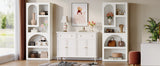 70.87" Tall Geometric Bookshelf, White Arched Bookcase with 5 Irregular Storage Shelves