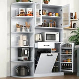 Loomie Kitchen Pantry Cabinet w/Tilt-Out Trash Storage & 5-Tier Side Shelves