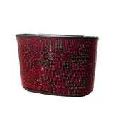 Red Sparkling Rhinestone Hanging Car Trash Bin For Vehicle Interior Storage Organizer