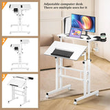 Small Standing Desk with Wheels, Mobile Stand Up Desk, Portable Standing Table