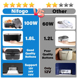 100W Fast Heating Electric Lunch Box 1.8L, 12V Car & 220V Home Dual Use Food Warmer, 304 Stainless Steel Container with Insulated Carry Bag, Spoon & Fork Included