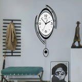 Design Nordic Silent Circular Pendulum Hanging Wall Clock Living Room Decoration