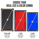 6, 7, or 8 ft Billiards Tables, Portable Pool Table Includes Full Set of Balls