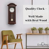 27 inch Wooden Hanging Grandfather Wall Clock with Pendulum - Real Wood