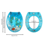 Resin Toilet Seat Load Capacity 100kg/220lbs, 36*45cm Blue Toilet Seat w/ Cover