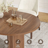 Walnut 70 Inch Oval Dining Table for 6-8 People, Modern Large Dining Room Table with 2-Tier Storage Space