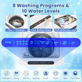 Portable washing machine for apartment and RV use, white plastic unit with full automatic operation,