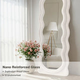 63x24 Arched Wavy Full Body Wall Mounted Floor Mirror with Stand