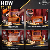 Old Fashioned Whiskey Smoker Box Kit With Dual View, Magnetic Clasp, Glass Smoker Top & Bamboo Tray For Bourbon Whiskey