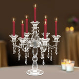  European Glass Candle Holder 7-Arm Candlestick for Holiday & Home Decor