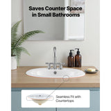 SucceBuy Semi Recessed Bathroom Sink 19.09x16.73in Oval Vessel Sink with Overflow Hole and 3 Faucet Holes