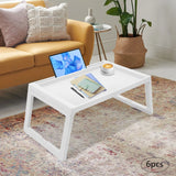 6-Pack Foldable Lap Desks with Device Slots, White PP Tray Table with Charging Port