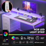 JHK 40In to 47In Gaming Computer Desk with 4 Storage Drawers Wood Office Desks