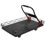 2 IN 1 Silent TPR Wheels Hand Trucks W/Steel Wire Fence Fold Pull Goods Cart