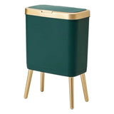 Bathroom Trash Can with Lid, Plastic Garbage Can with Legs, 4 Gallon Gold Trash Bin with Push Button,
