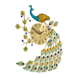 Luxury Peacock Large Wall Clock Metal Living Room 3D Wall Watch Home Decor