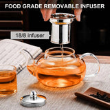 Glass Teapot Stovetop 22 OZ/650ml, Tea pot with Removable 18/8 Stainless Steel Infuser