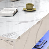 Modern Stylish Coffee Table w/ LED lights, Double-Layer Design for Living Room