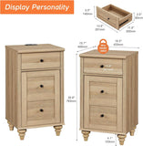 Set of 2 Nightstands w/ Charging Station, Power Outlets & USB Ports for Living