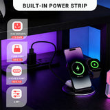 JHK L Shaped Gaming Desk with USB Charging Ports & LED Lights Reversible Desks Computer Gamer Table