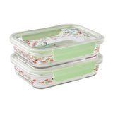 Airtight Glass Food Storage Containers Set 2 Tritan Lids Stacking Nesting Dishwasher