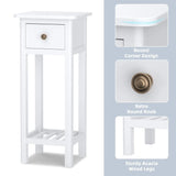 Narrow Side Table With Drawer And Shelf, Wood Nightstand For Living Room