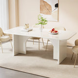 Tribesigns Modern White Dining Table for 4-6 People, 63" Large Rectangle Kitchen Table