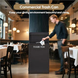 Restaurant Trash Can Cabinet 32 Gallon Wooden Trash Can with Tray Holder Door
