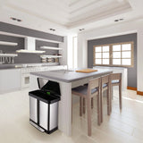 AOOU 16 Gallon Dual Trash Can, 60L(2x30L) Stainless Steel Kitchen Garbage Can