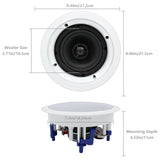 Herdio 5.25” 4PCS Flush Mount Bluetooth Ceiling Speaker System Max Power 600W Great For Humid Indoor