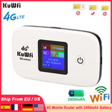 KuWFi 4G Mobile Router 150Mbps Wirelress Wifi Hotspot Protable LTE Router 2400mAh 4G Mini Router Low Power with SIM Card Slot