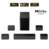 500W Sound Bar for TV with 6.5" Subwoofer&4 Wired Surround Speakers