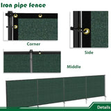 5'Hx12'W Outdoor Freestanding Privacy Screen Fence Panels with Iron