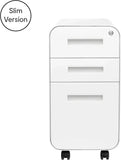 Stockpile Slim 3-Drawer Mobile File Cabinet with Lock - Under Desk Metal Filing Cabinet