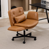 TCGBKAF White Criss Cross Chair with Adjustable Arms Chenille Swivel Vanity Chair with Side Pockets Ergonomic Cross Legged Office Chair with Wheels Adjustable Height Computer Desk Chair