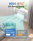 8000Btu Smart Air Conditioner Window Remote/App Control,Cools Up to 350 Sq. Ft