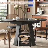 Extendable Round Conference Table 43-59in Wooden Oval Meeting Table