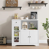 White 3-Door Kitchen Storage Cabinet with Drawer and Adjustable Buffet Sideboard
