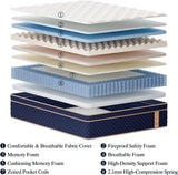 12"14"16" Full Queen King Size Hybrid Mattress in a Box w/ Gel Memory Foam