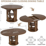 43-59 Inch Walnut Oval Meeting Table with Storage, Suitable for 4-6 People