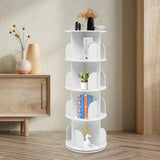 4 Tier Rotating Bookshelf 360° Spinning Display Rack with Wheels