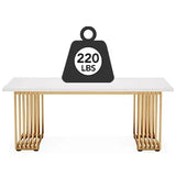 Tribesigns Modern Office Desk, 70.9" Wooden Computer Desk,Executive Desk with Gold Metal Legs, Large Workstation Home Office