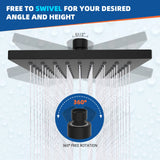 Bathroom Waterfall Shower Head, Fixed Showerheads with Adjustable Swivel Ball,