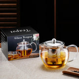 Glass Teapot Stovetop 22 OZ/650ml, Tea pot with Removable 18/8 Stainless Steel Infuser