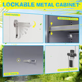 Metal Storage Cabinet, 72" Garage Cabinet with Doors and Shelves Lockable Steel Multifunctional Cabinets