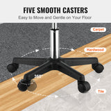 SucceBuy Rolling Round Stool 40cm Diameter w/ 5 Swivel Casters 360° Rotation Height Adjustable Round